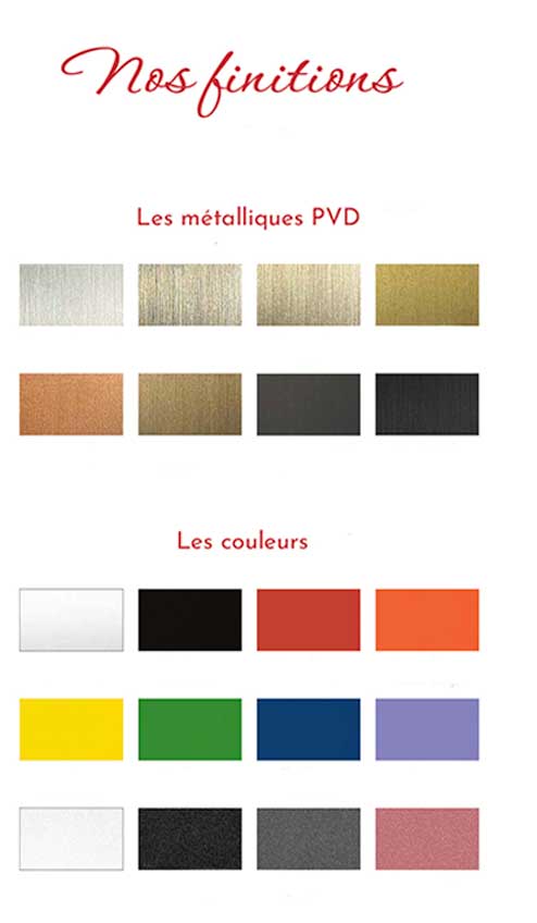 toutes les finitions madame steel
